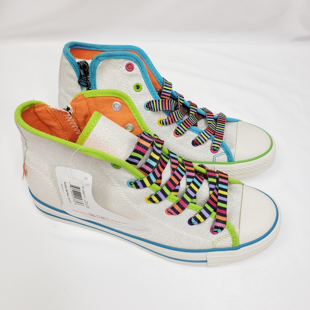 Little Miss Matched High Top Glitter Sneakers - Multicolored